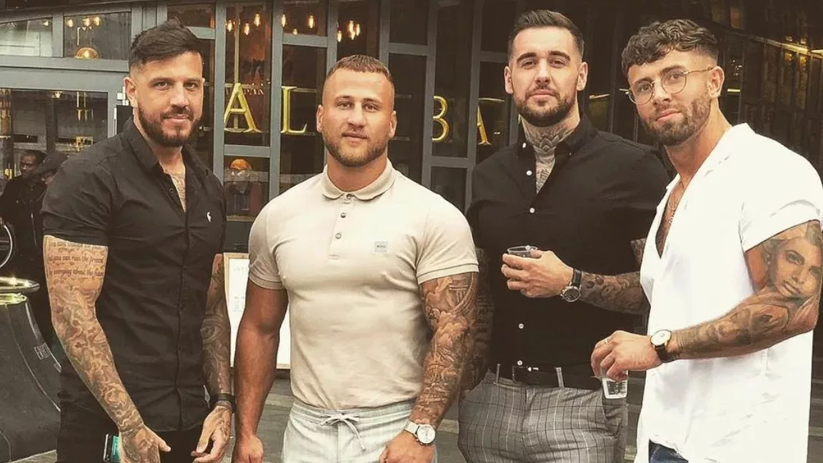 Four lads in jeans