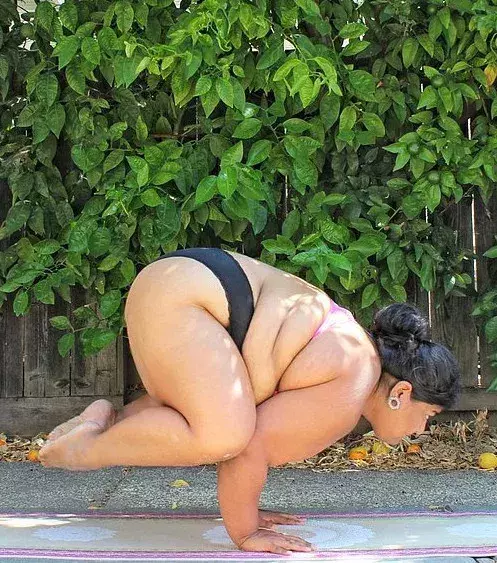 She posted a photo of herself doing the Raven pose
