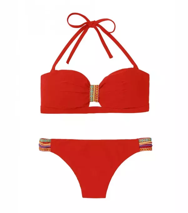 A casual red ethnic print bikini only at Etam.