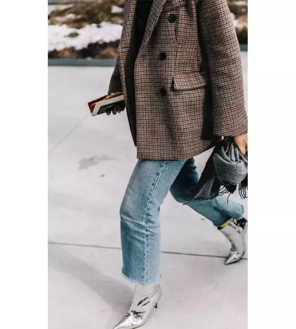 Checked blazer with mirror boots @Pinterest