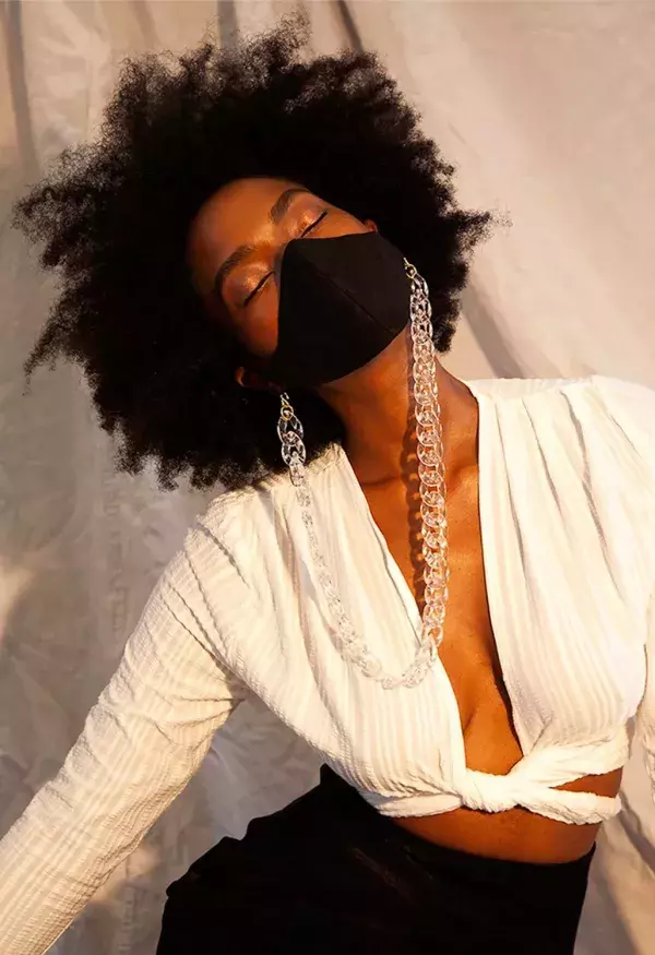 Chunky lucite chain in crystal mask chain