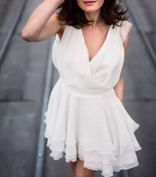 Civil ceremony wedding dress: Marion Kenezi, from £840