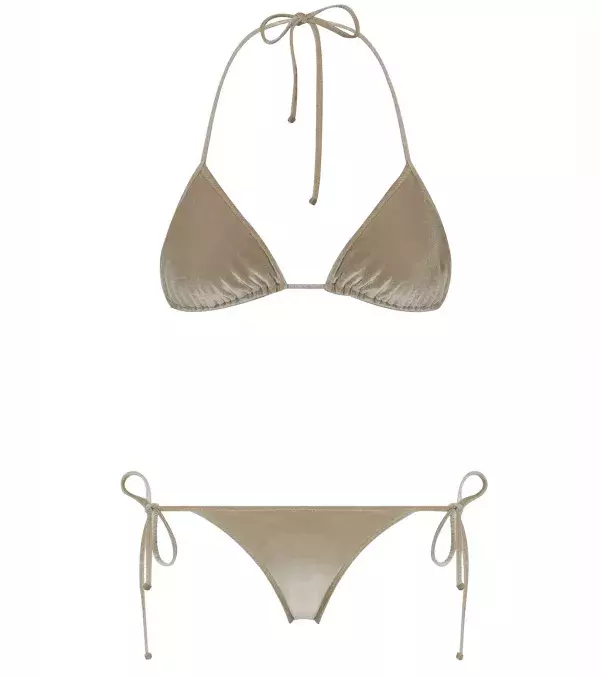 Find this classy gold triangle top bikini at Kiki.