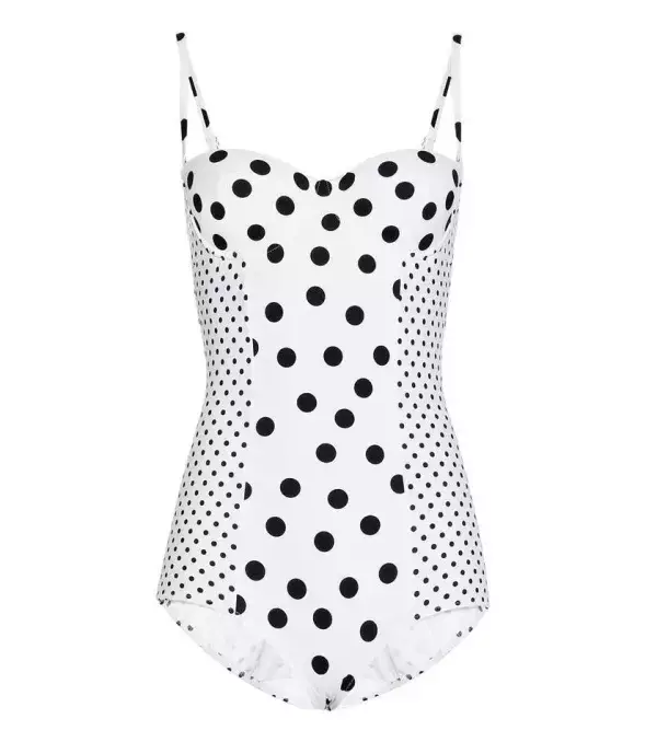 This sexy polka dot one piece suit is a favourite amongst many. You can find this at Dolce 