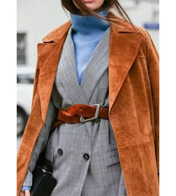 Sky blue turtleneck paired with a grey suit @Pinterest