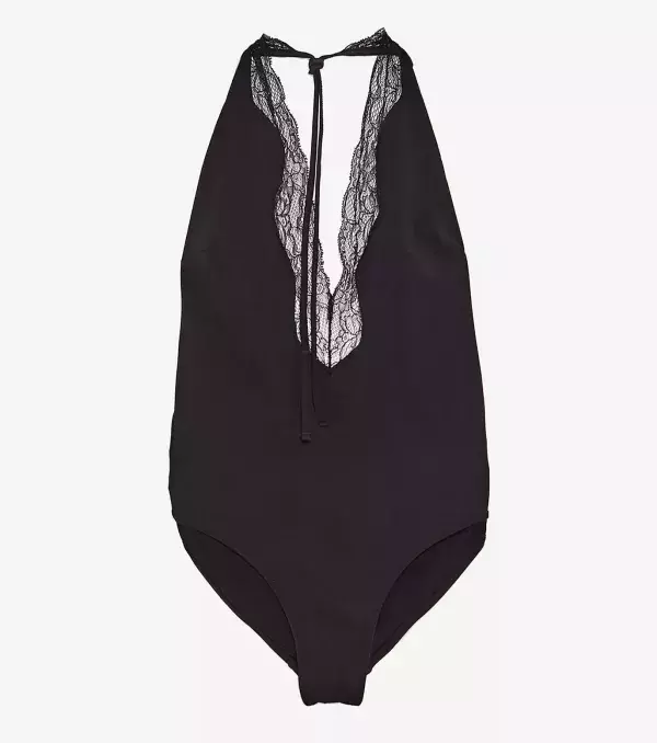 Try this black lace one piece suit only at Zara.