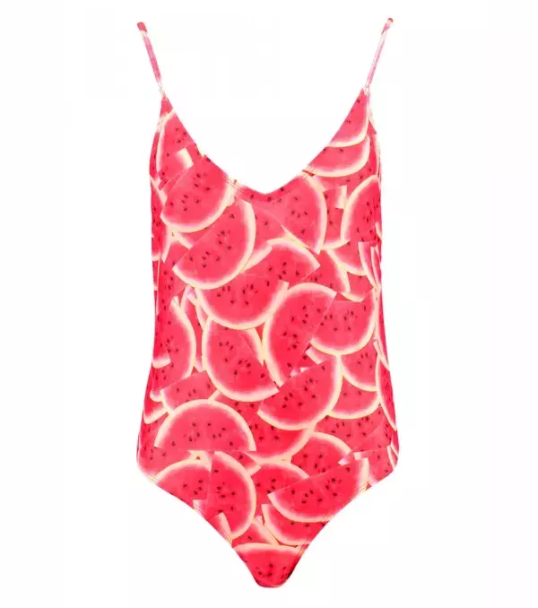 This watermelon print bikini is fun and unique. Find this at Boohoo.
