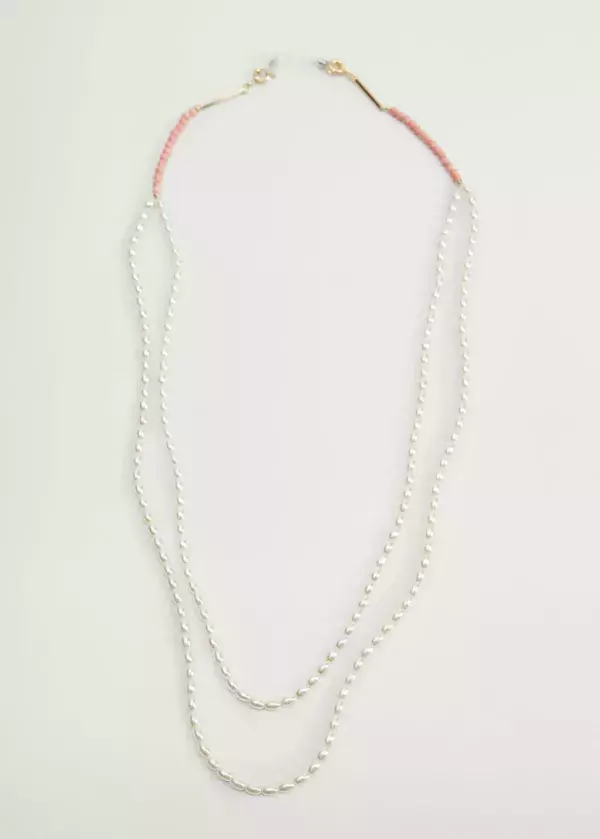 White and pink beads mask chain