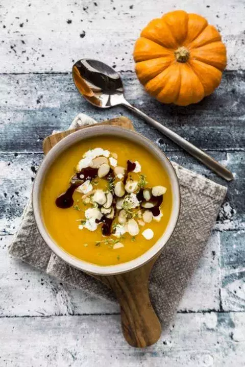 A creamy vegetable soup .    