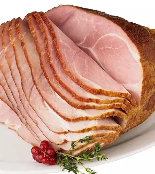 Ham: Surprise, surprise - the pink colour comes from the nitrates that are from the cure mixture.