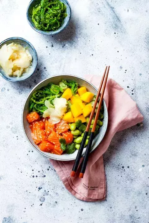 A salmon poke bowl                                   