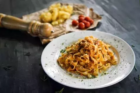 Tomato and parmesan tagliatelle