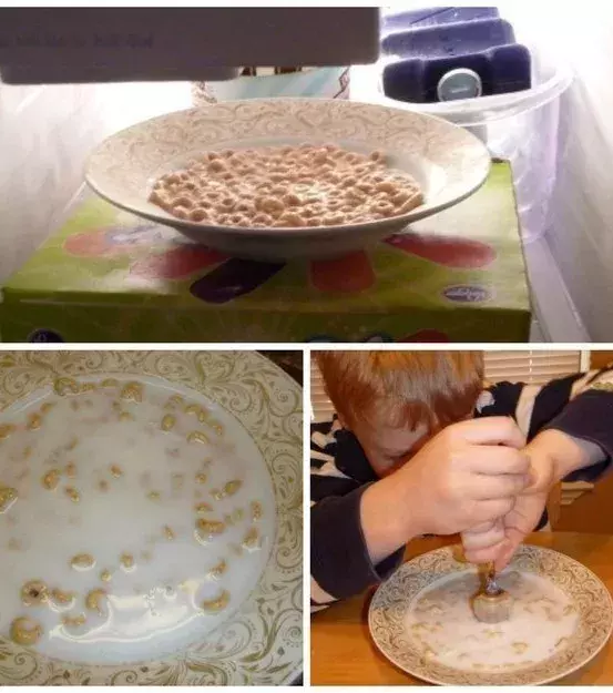 Put a bowl of cereal in the freezer and watch as your victim struggles to eat it the following morning