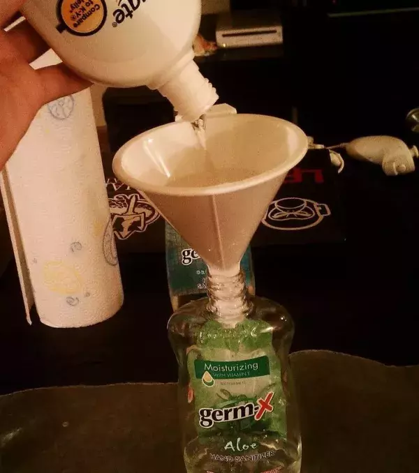 Replace the hand sanitizer with lubricant. You’ll be on the floor laughing at your friend immediately!